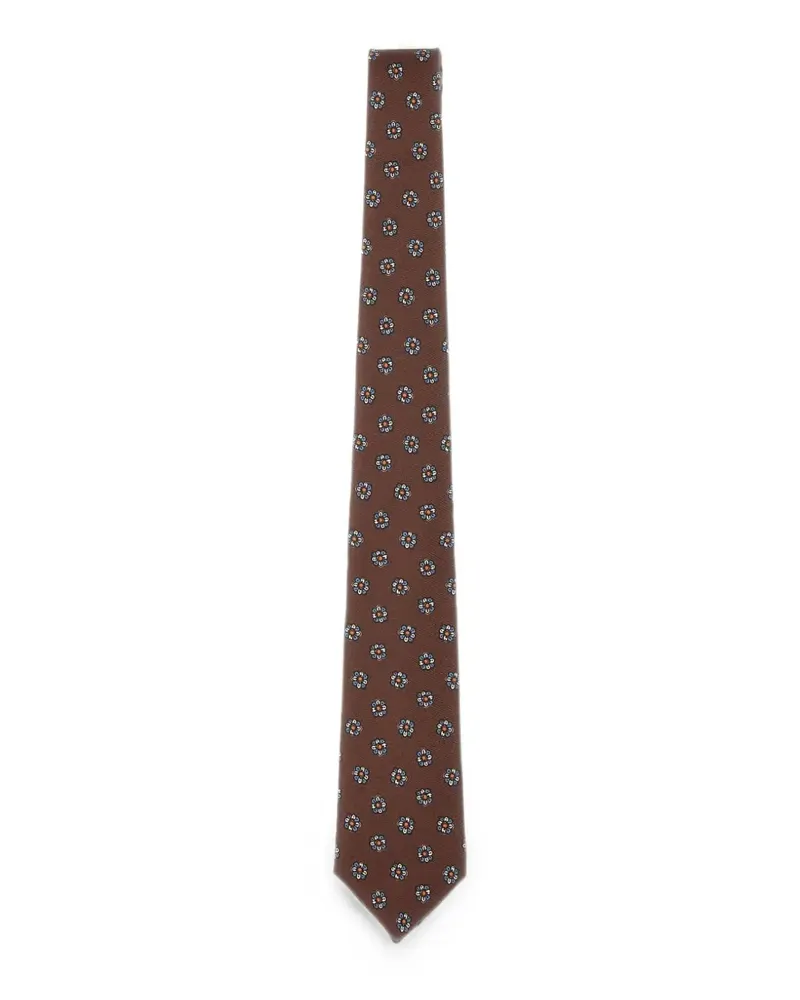 Kiton floral-pattern silk tie - Braun Braun