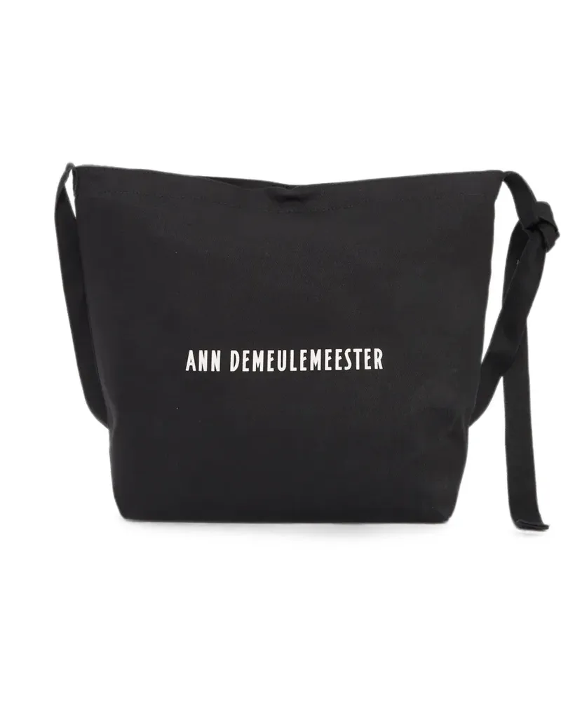 Ann Demeulemeester Schultertasche mit Logo-Print - Schwarz Schwarz