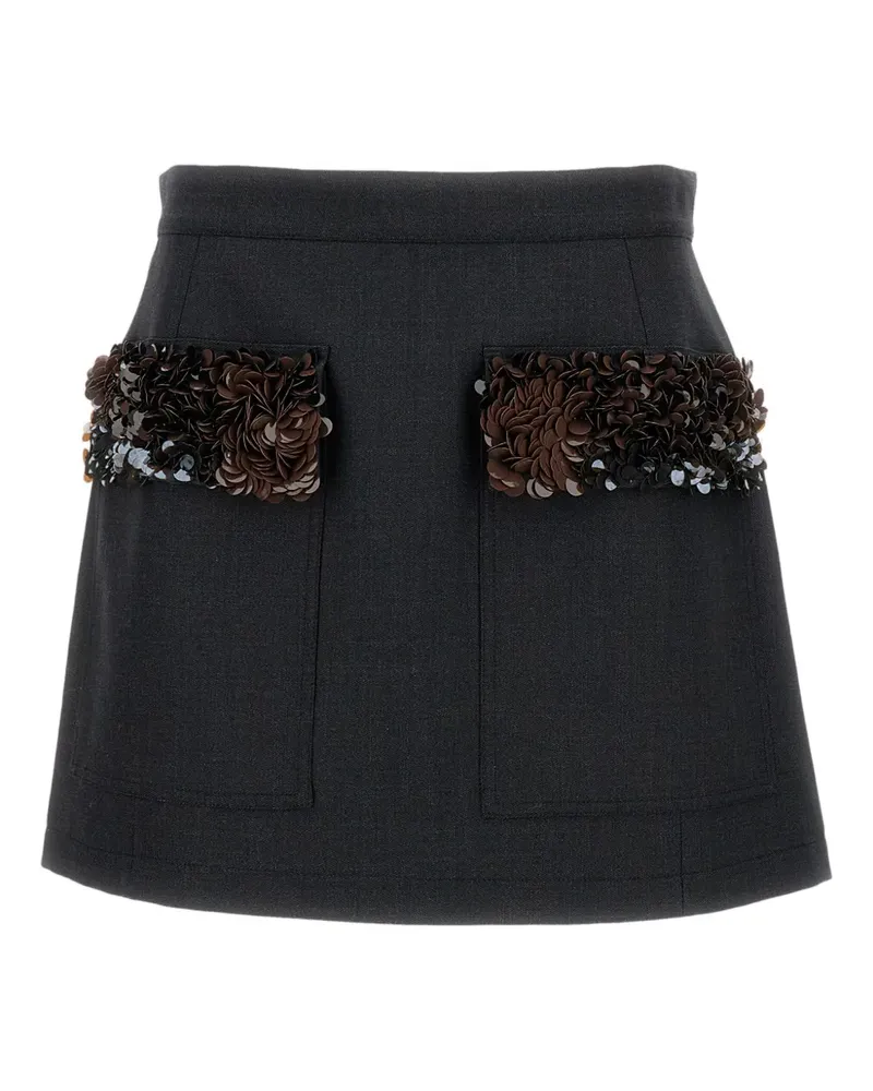 PLAN C Rock mit Pailletten-Tasche - Schwarz Schwarz