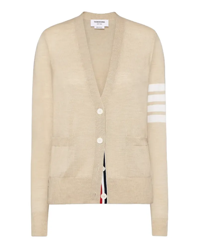 Thom Browne 4-Bar Cardigan mit V-Ausschnitt - Nude Nude