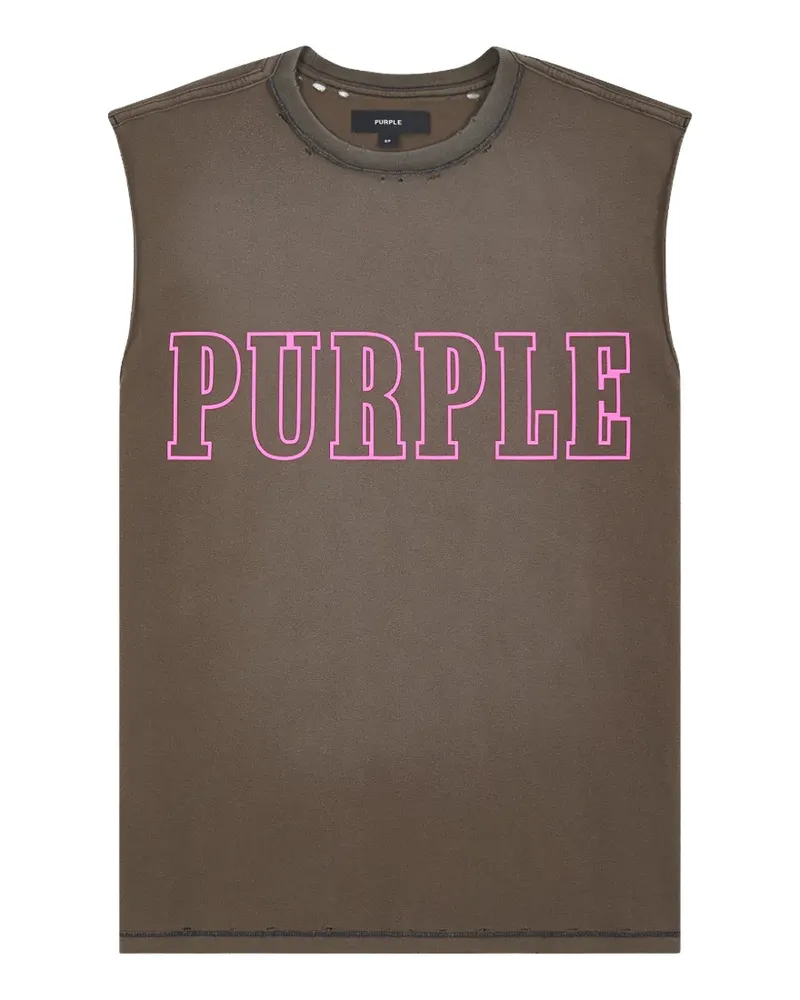 PURPLE BRAND Slab Outline logo-print tank top - Braun Braun