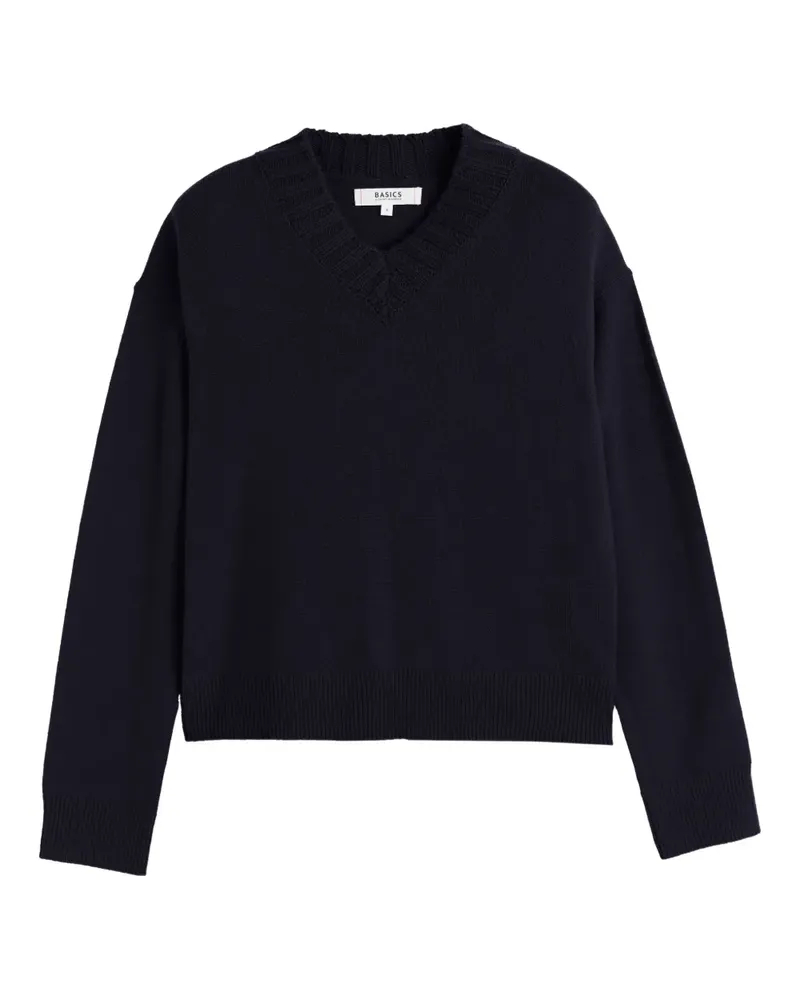 Chinti & Parker Gerippter Pullover mit V-Ausschnitt - Blau Blau