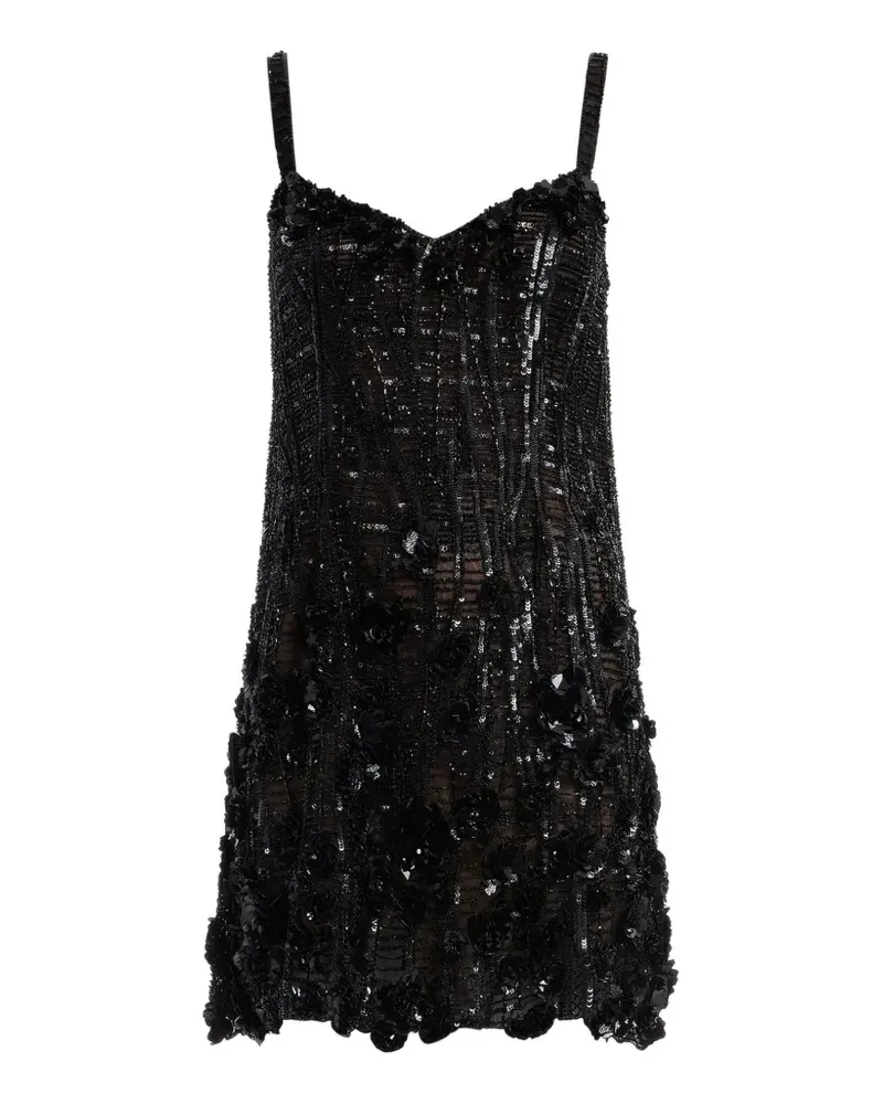 Elie Saab Pailletten-Minikleid mit Perlenstickerei - Schwarz Schwarz