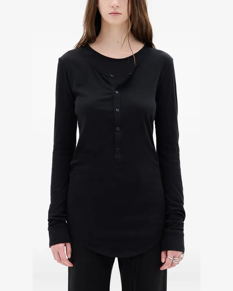 Ann Demeulemeester Vero Henley-Oberteil - Schwarz Schwarz