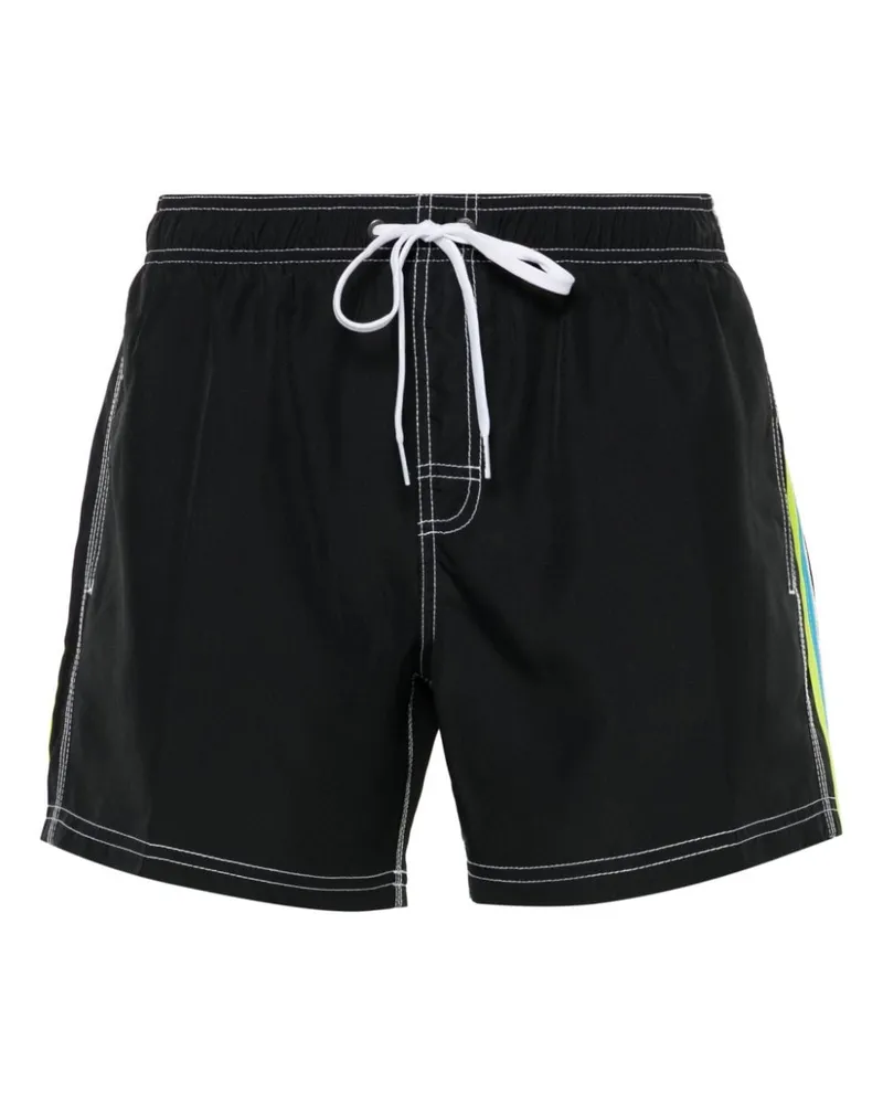 Sundek Badeshorts mit Regenbogen-Patch - Schwarz Schwarz