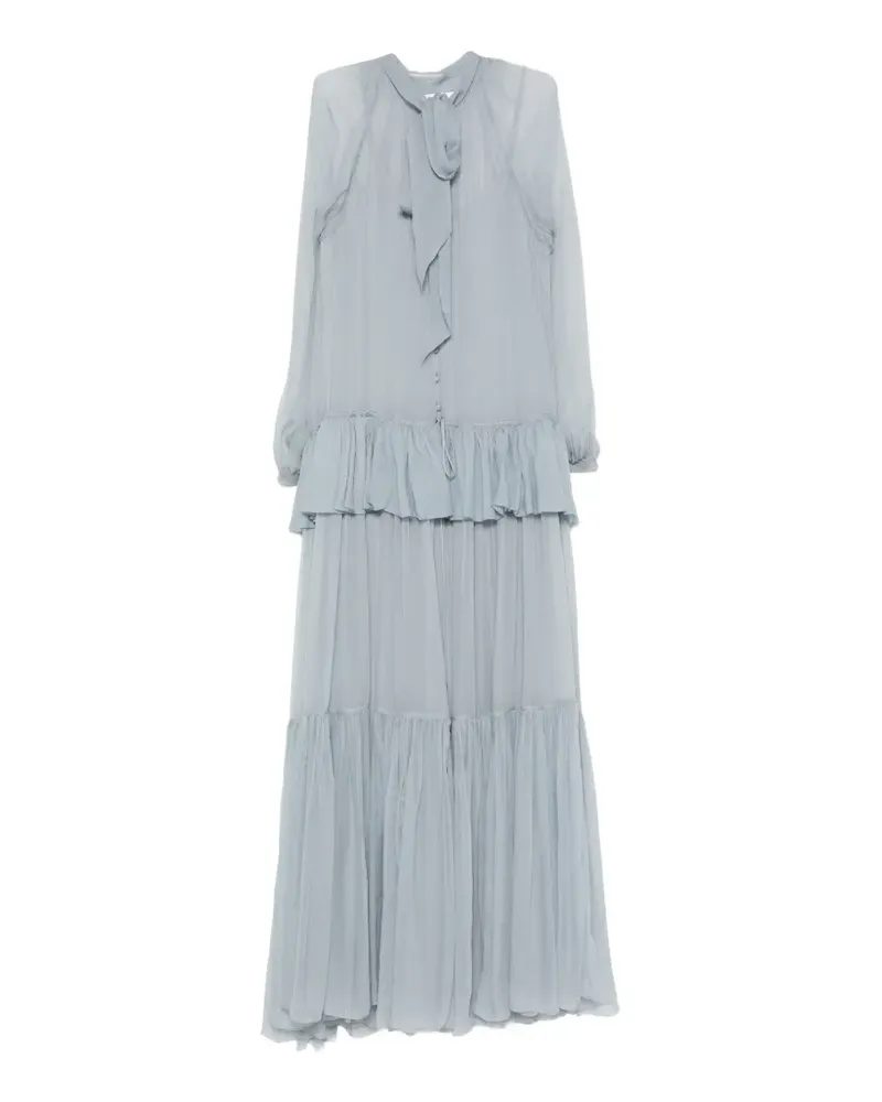 Chloé Gerüschtes Maxikleid aus Seiden-Mousseline - Blau Blau