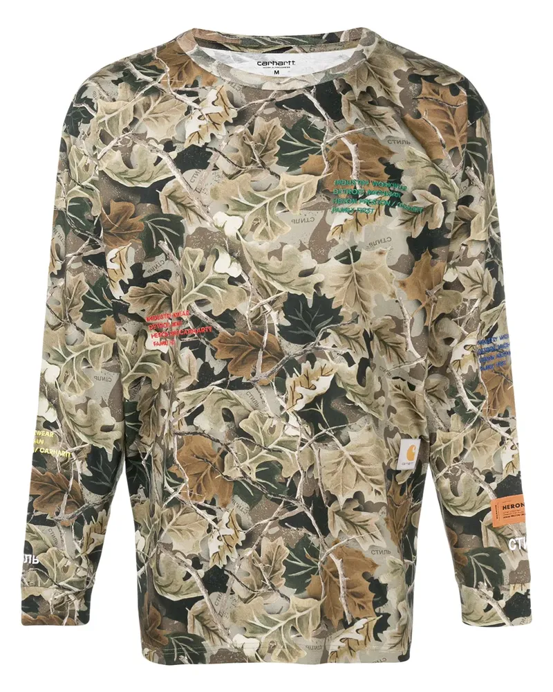 Heron Preston x Carhartt WIP Langarmshirt mit Blatt-Print - Grün Grün