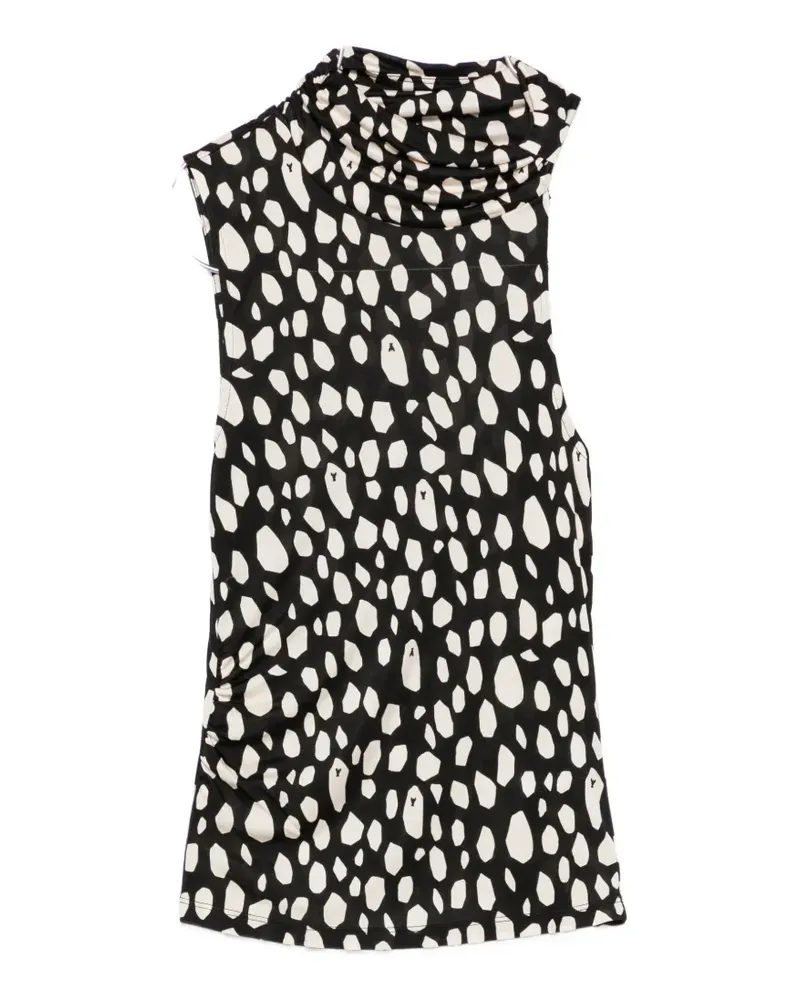 Patrizia Pepe graphic-print asymmetric top - Schwarz Schwarz
