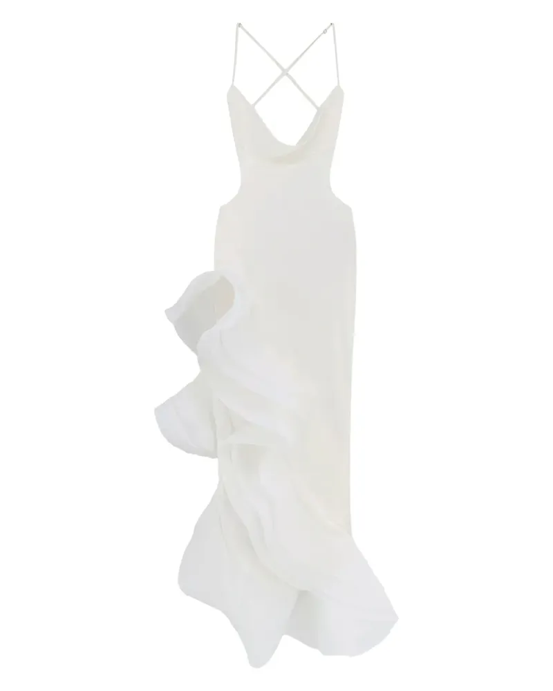 Retrofête Kaitlin cowl-neck ruffled dress - Weiß Weiß