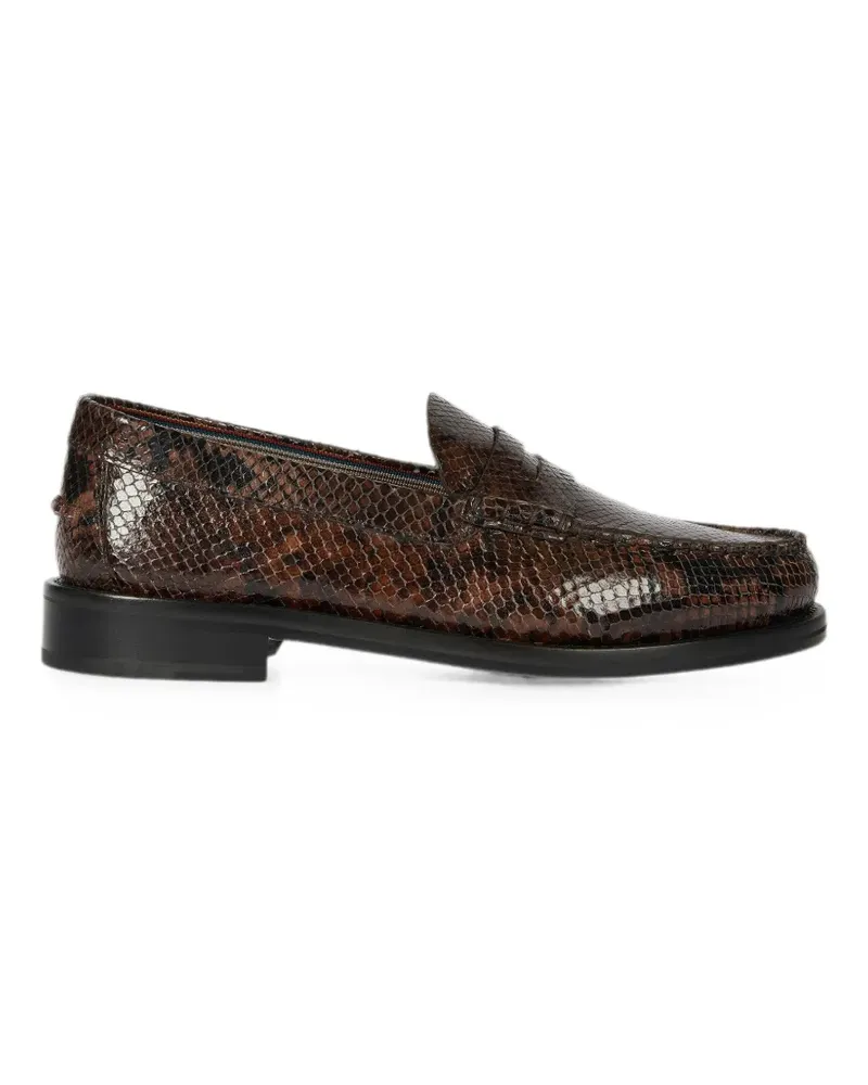 Paul Smith Dunkelbraune Rialto Loafer mit Schlangeneffekt Braun