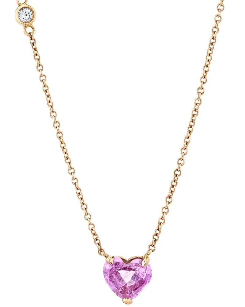 SHAY 18kt Solitaire Heart Rotgoldhalskette mit Saphir Gold