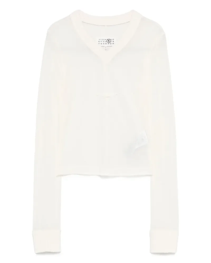 Maison Margiela T-Shirt mit V-Ausschnitt - White White