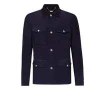 Wildlederjacke mit Knöpfen - Blau