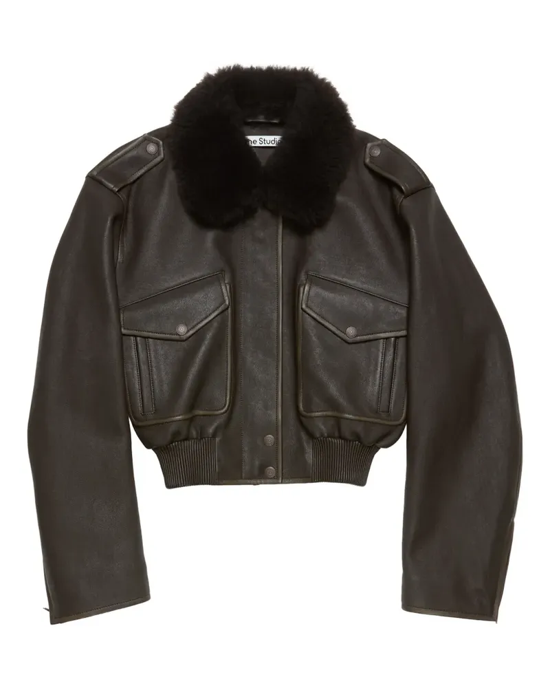 Acne Studios leather bomber jacket - Braun Braun