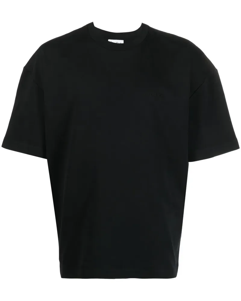 Études Studio T-Shirt mit Logo-Stickerei - Schwarz Schwarz