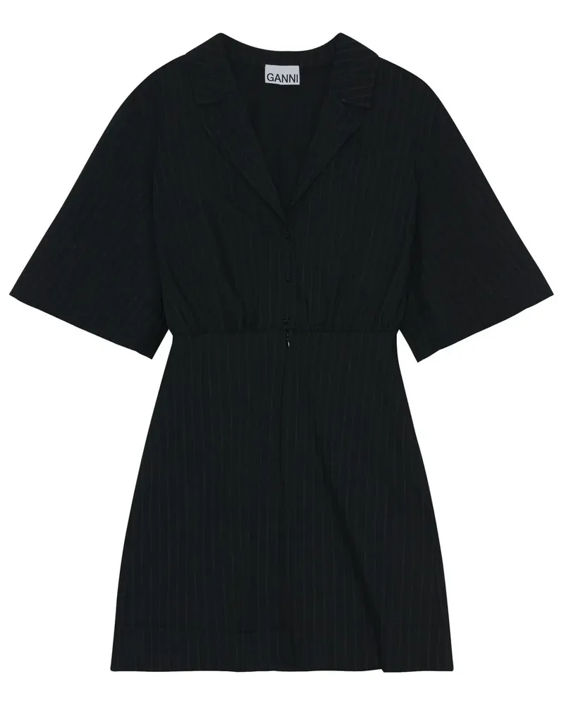 Ganni Hemdkleid mit Nadelstreifen - Schwarz Schwarz