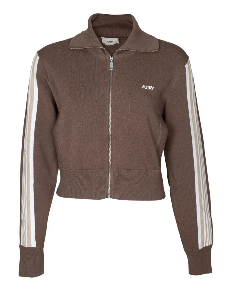 AUTRY stripe-detail logo-embroidered jacket - Braun Braun