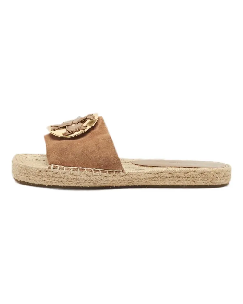 Tory Burch Double T suede flat sandals - Nude Nude
