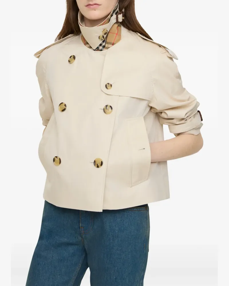 Burberry cropped tropical gabardine Mayfair trench jacket - Nude Nude