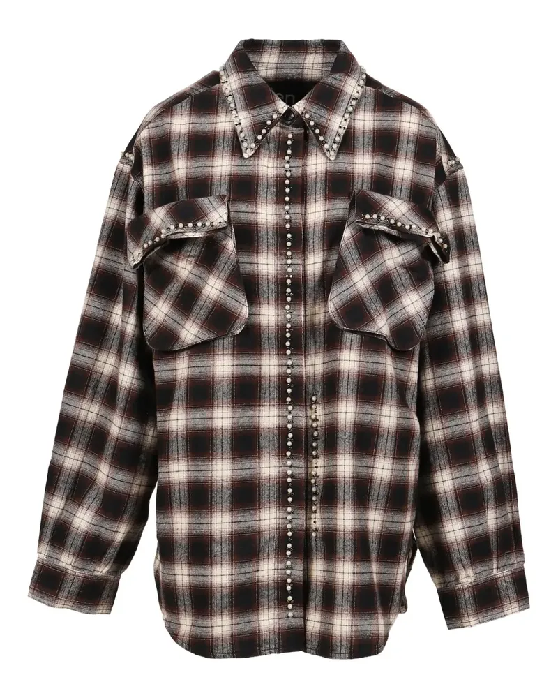 OPEN YY Hemd mit Perlenverzierung - Schwarz Schwarz