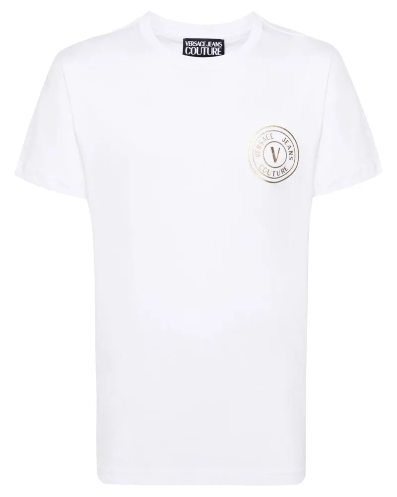 Versace Jeans T-Shirt mit beflocktem Logo - Weiß Weiß
