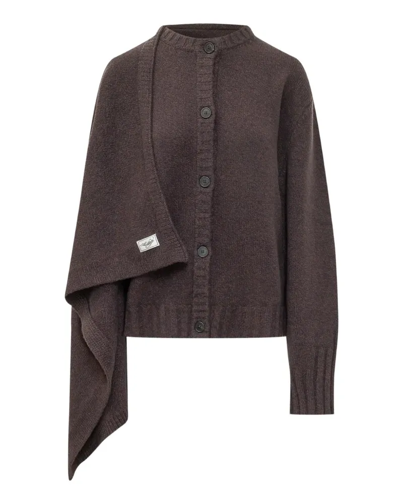 ATTICO draped-detailing button-up cardigan - Braun Braun