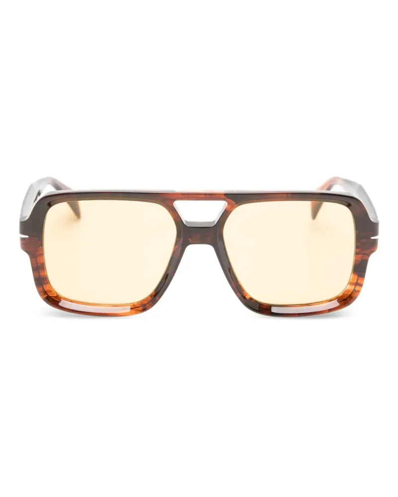EYEWEAR by DAVID BECKHAM Eckige Sonnenbrille in Schildpattoptik - Braun Braun