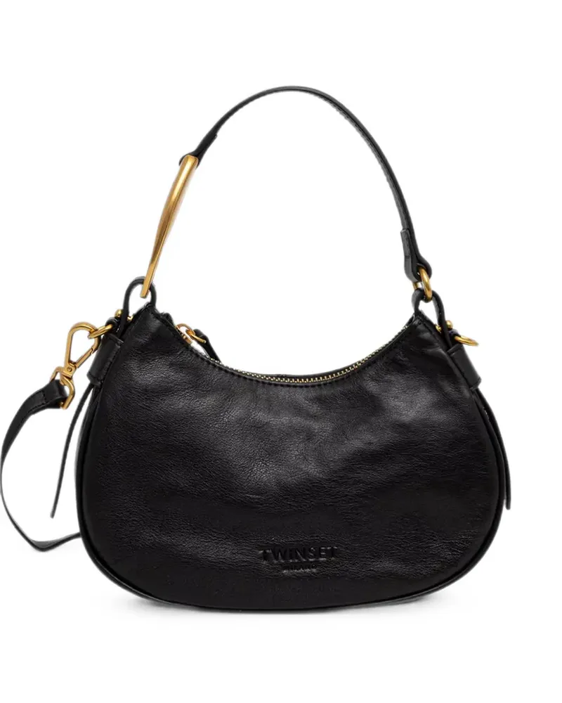 Twin-Set logo-debossed leather shoulder bag - Schwarz Schwarz