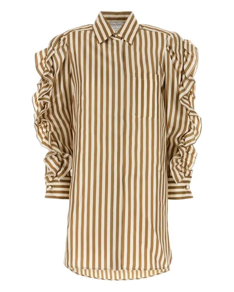 Max Mara Gestreiftes Manna Hemdkleid mit Rüschen - Gelb Gelb