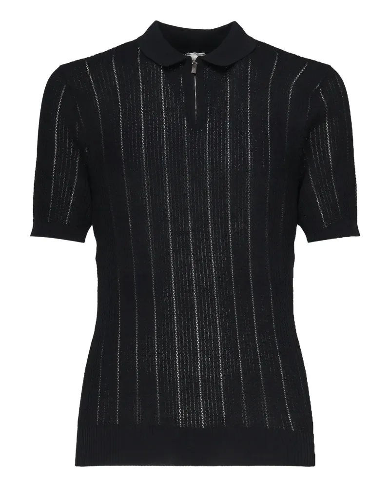 Eleventy Geripptes Poloshirt aus Lochstrick - Blau Blau