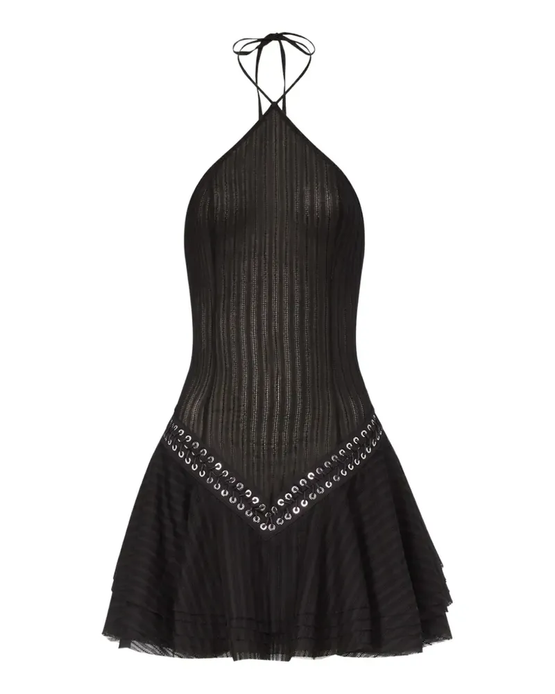 Ludovic de Saint Sernin Sascha Neckholder-Minikleid mit Ösen - Schwarz Schwarz