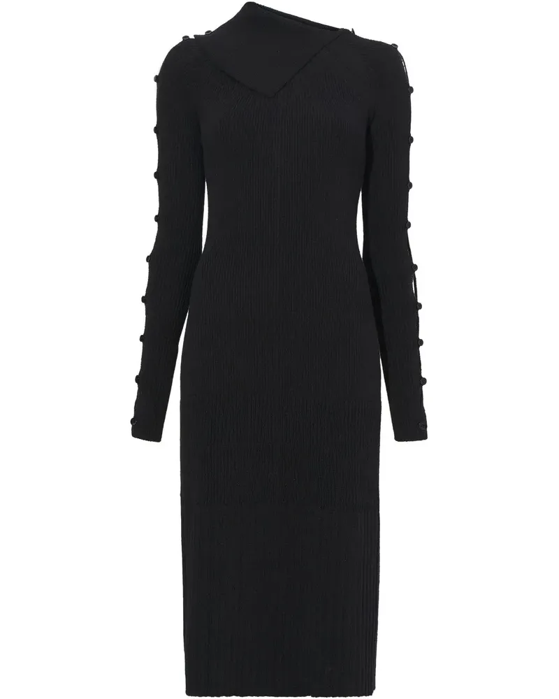 Proenza Schouler Fein geripptes Midikleid - Schwarz Schwarz