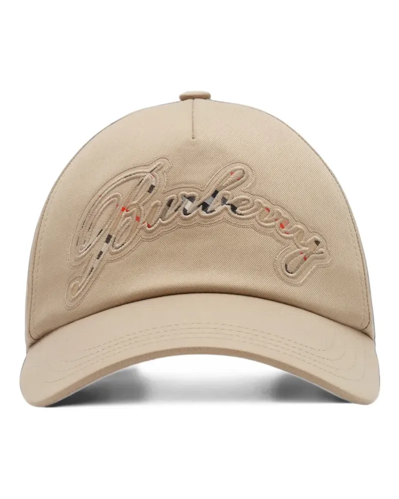 Burberry Check cursive logo gabardine baseball cap - Nude Nude