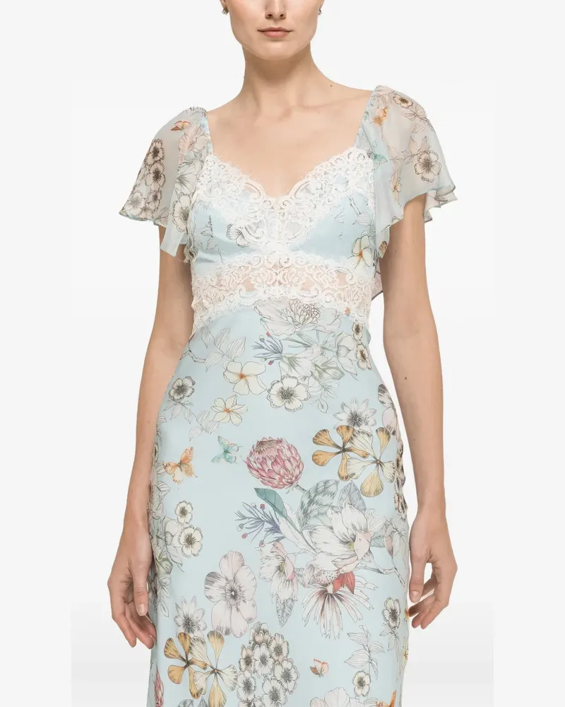 NISSA printed silk midi dress - Blau Blau