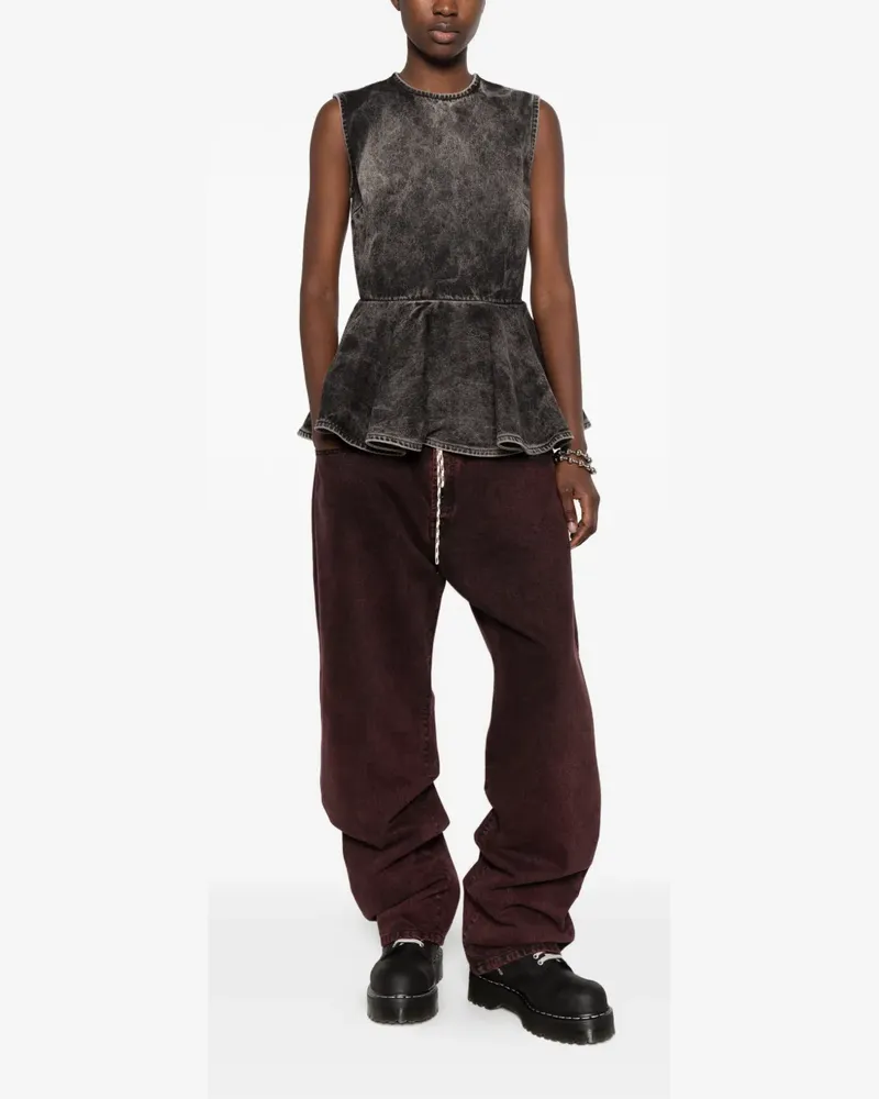Marques ' Almeida Acid-Wash-Top mit Schößchen - Grau Grau