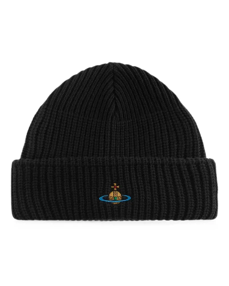 Vivienne Westwood Sporty Beanie mit Stickerei - Schwarz Schwarz