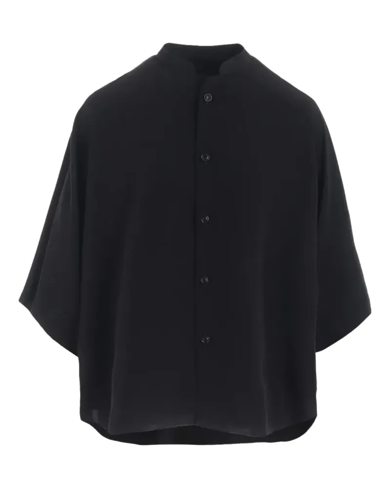 Yohji Yamamoto mandarin-collar short-sleeve shirt - Schwarz Schwarz