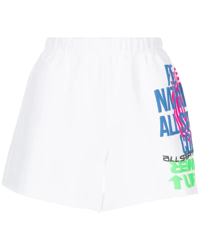 P.E. NATION Shorts mit Slogan-Print Weiß