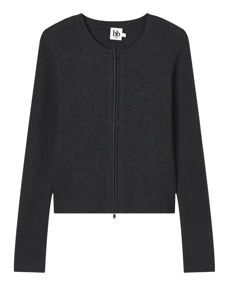 b+ab Gerippter Cardigan mit Reißverschluss - Grau Grau