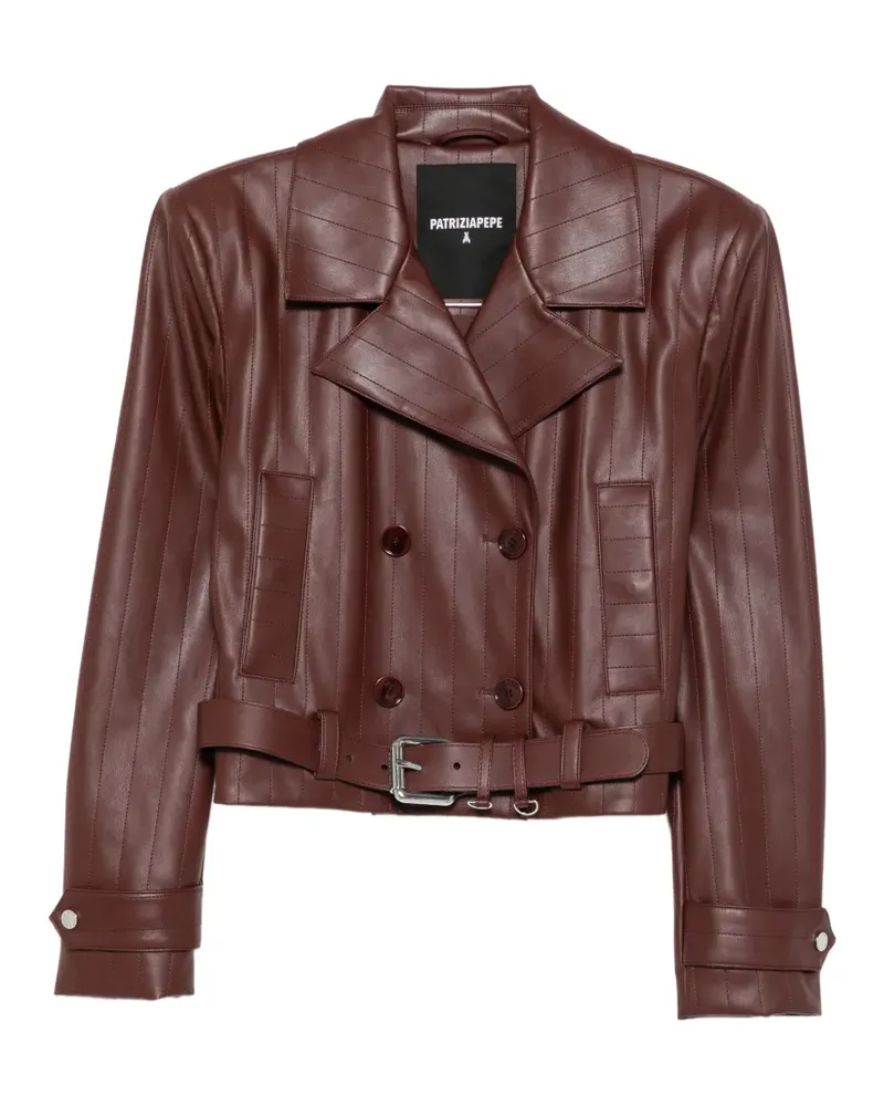 Patrizia Pepe Doppelreihiges Blazer mit Gürtel - Braun Braun