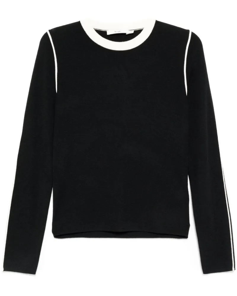 b+ab Strick-Sweatshirt mit Kontrastborte - Schwarz Schwarz