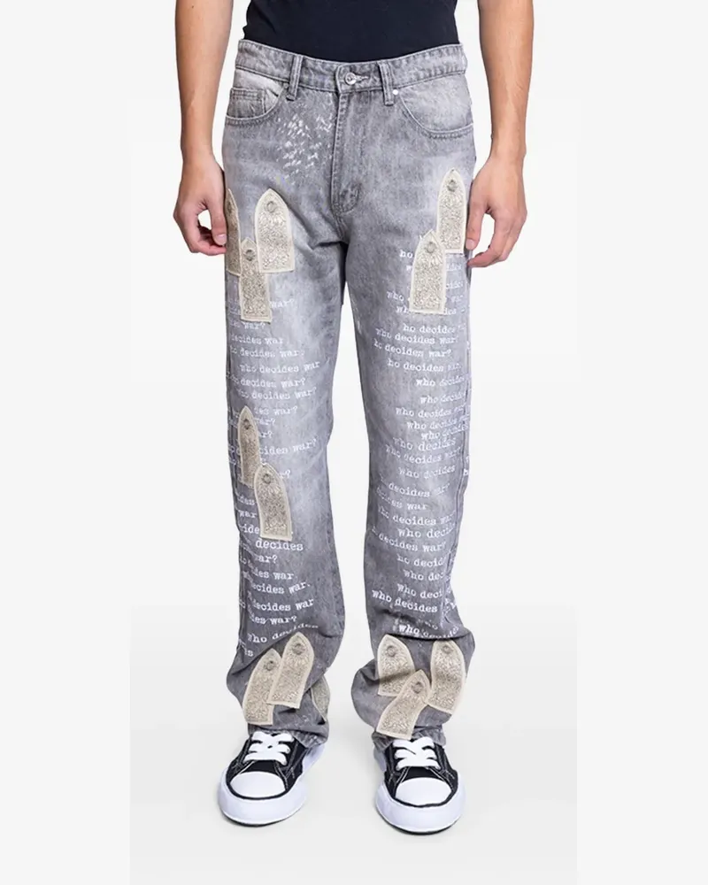 WHO DECIDES WAR Jeans mit Schrift-Print - Blau Blau