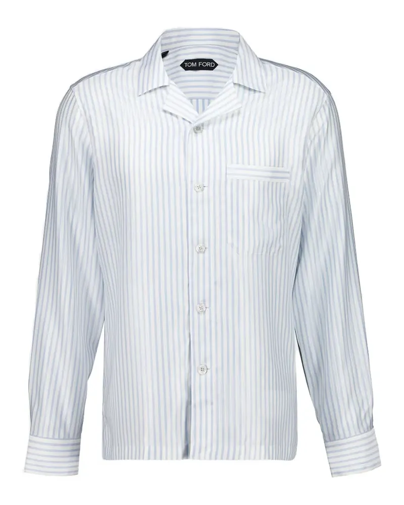 Tom Ford Gestreiftes Hemd mit Brusttasche - Weiß Weiß