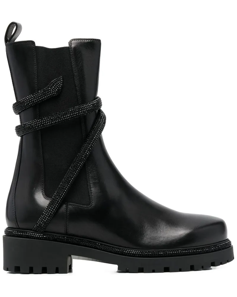 René Caovilla Stiefel aus Leder - Schwarz Schwarz