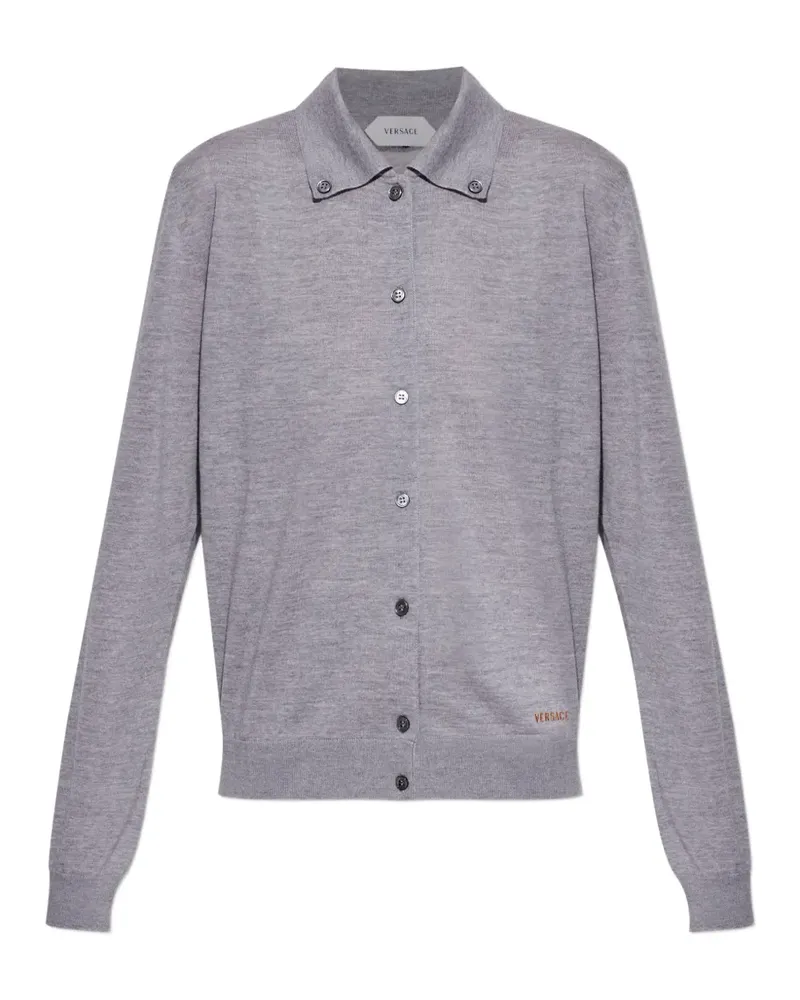 Versace logo-embroidered buttoned cardigan - Grau Grau