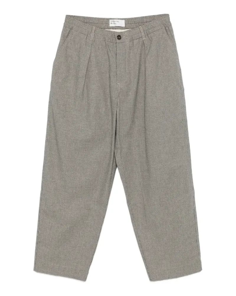 Universal Works Lucas Hose mit karierter Falte - Grau Grau