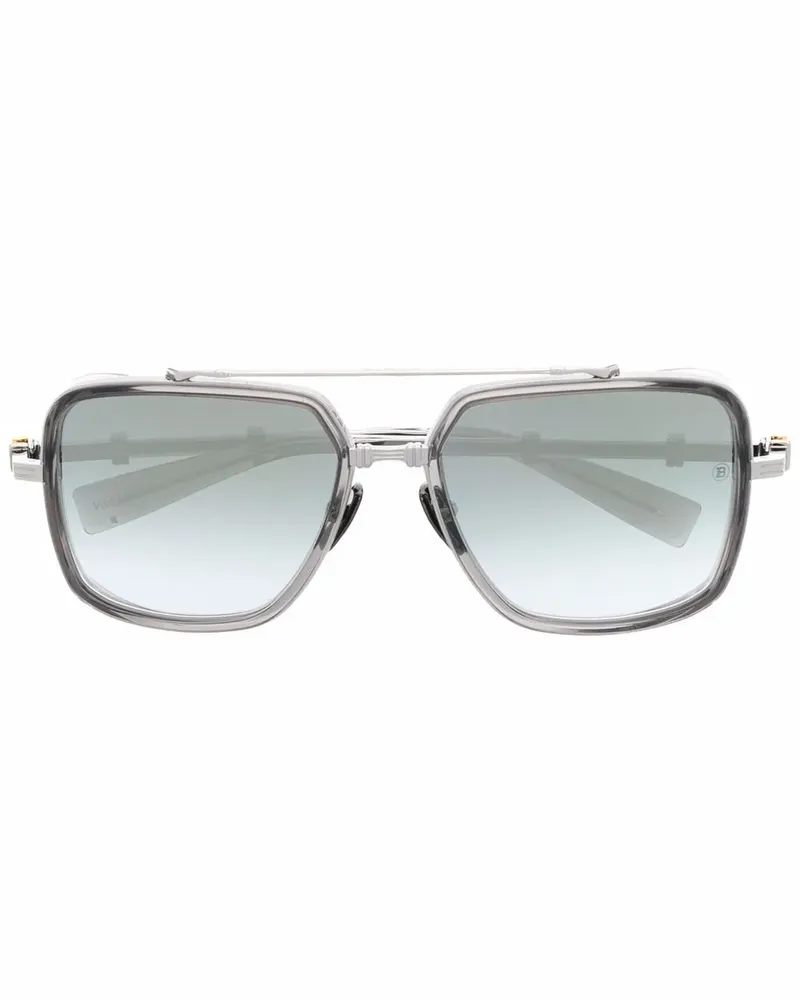Balmain Sonnenbrille mit eckigem Gestell - Grau Grau