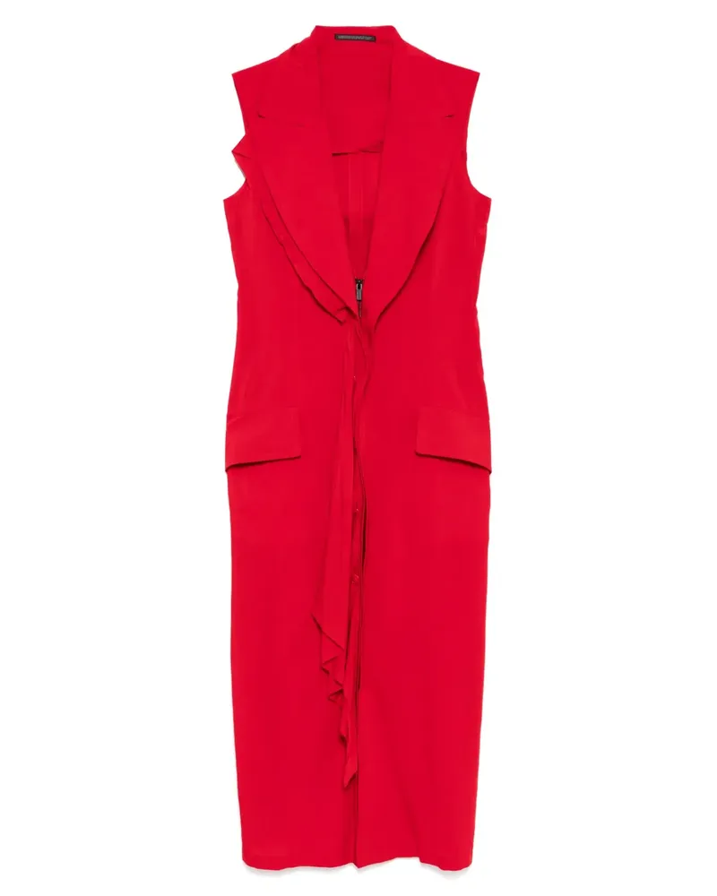 Yohji Yamamoto Drapiertes Lawn Trägerkleid - Rot Rot