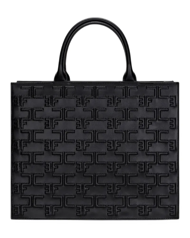 Elisabetta Franchi Große Bold Monogram Shopper - Schwarz Schwarz
