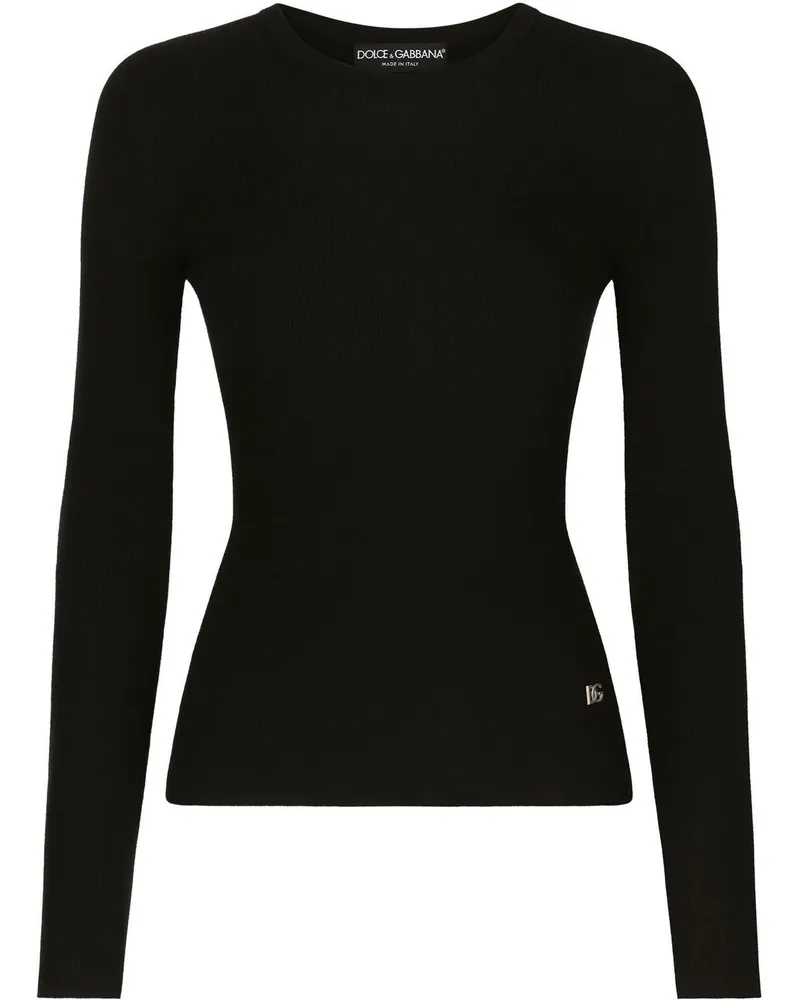 Dolce & Gabbana Kaschmirpullover mit DG-Logo - Schwarz Schwarz